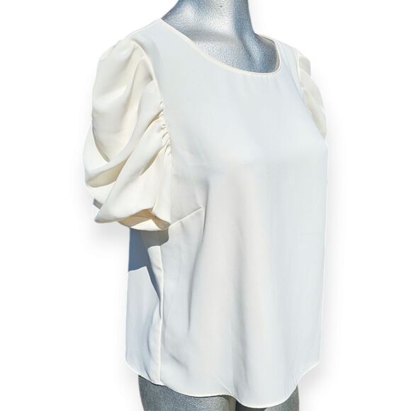 Amanda Uprichard Merris Top Ivory White Puff Sleeve Revolve Large - Picture 10 of 13